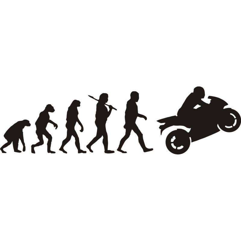 evolution de l homme et la moto sportive sticker autocollant
